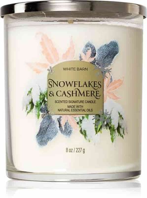 Bathandbodyworks Свічка з аромату Snowflakes & Cashmere 227 g bath003 фото