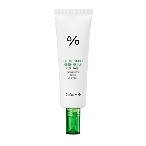 Dr.Ceuracle Tea Tree Purifine Green Up Sun SPF 50+ PA++++ Солнцезащитный крем для нейтрализации покраснений с экстрактом чайного дерева 50 мл dr005 фото