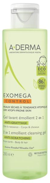 A-DERMA Exomega Control 2in1 Emollient Cleansing Gel Смягчающий очищающий гель 500 ml apt027 фото