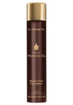 LANZA Keratin Healing Oil Brush Thru Hair Spray 350 ml, Лак-спрей з кератиновим еліксиром lan039 фото