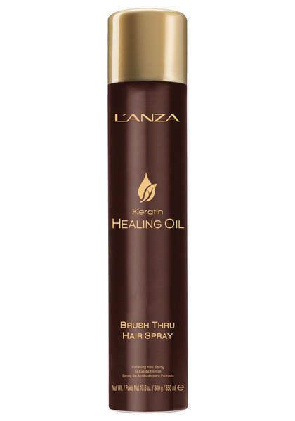 LANZA Keratin Healing Oil Brush Thru Hair Spray 350 ml, Лак-спрей с кератиновым эликсиром lan039 фото